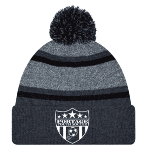 9M069M Acrylic Roll Pom Pom Toque - Black/Charcoal