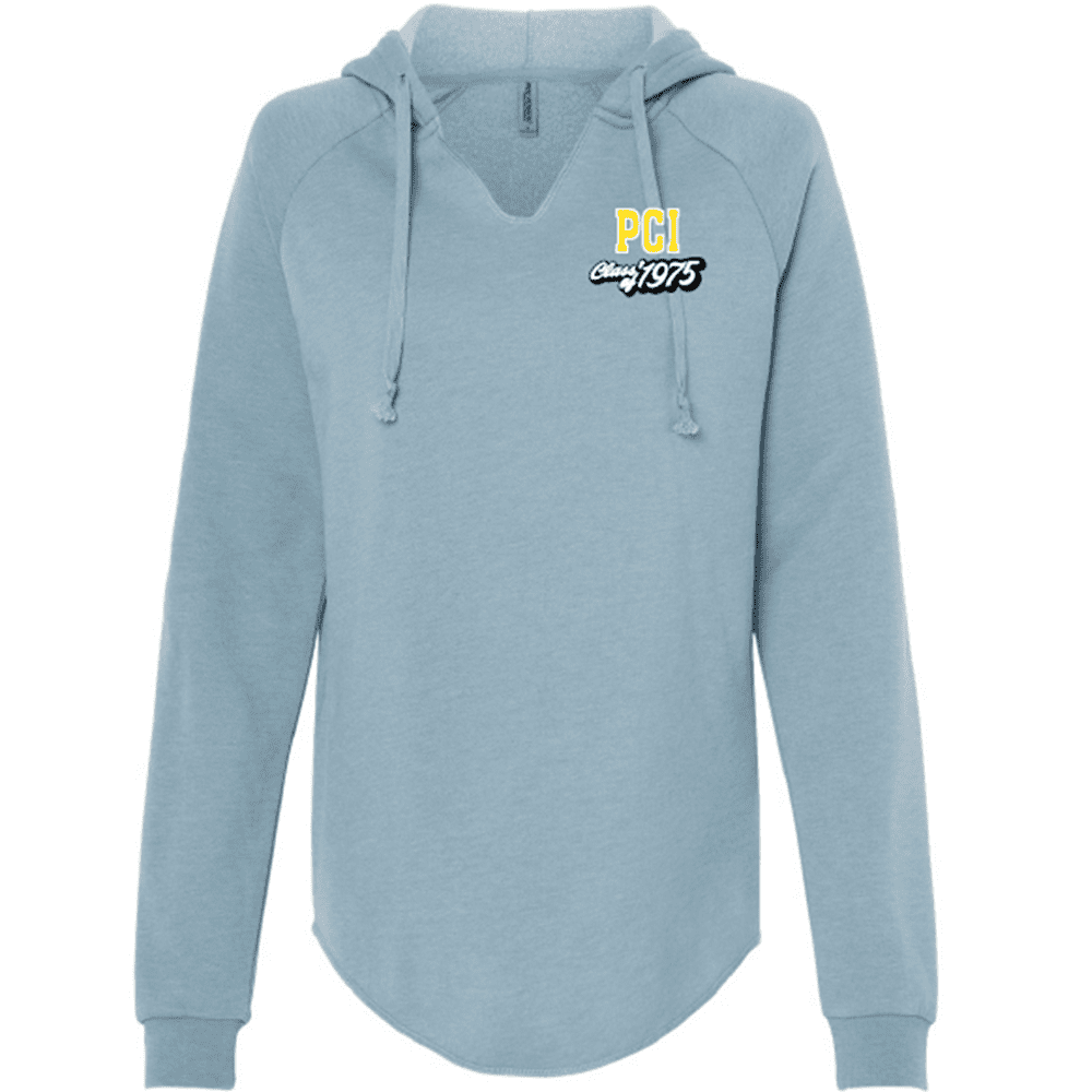 PRM2500 Women's Lightweight California Wave Wash Hooded Sweatshirt - Misty Blue